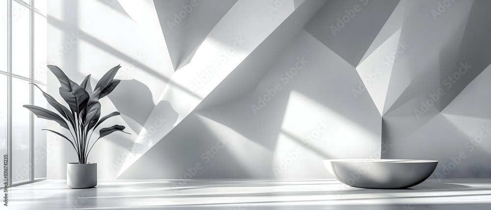 Poster sleek and contemporary monochromatic backdrop featuring a minimalist design with clean geometric lin