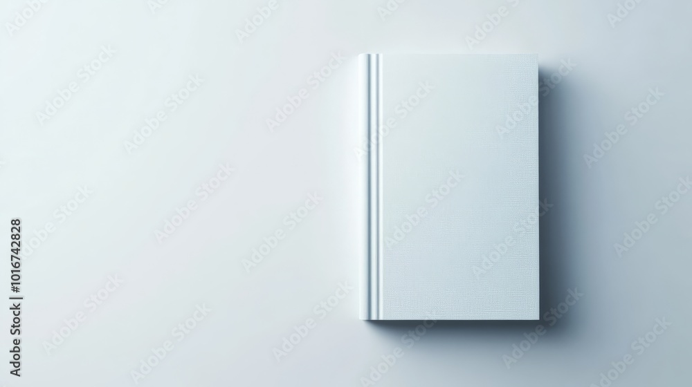Poster minimalist image of a plain closed white book on a light background, showcasing simplicity and moder