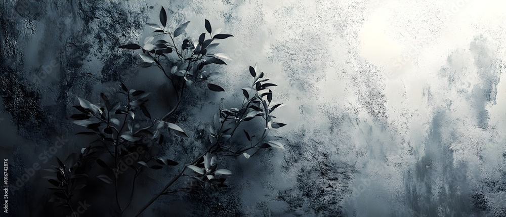 Poster monochromatic backdrop featuring intricate textures delicate plant forms and refined modern design e