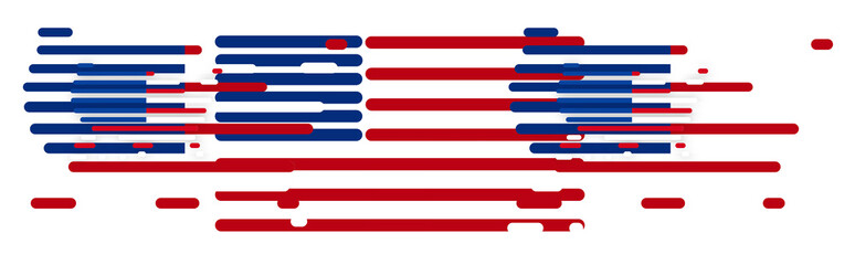 shape of the flag of USA as rounded lines as horizontal stripes, outline silhouette, United States of America symbol icon design, flat-style, blue red striped