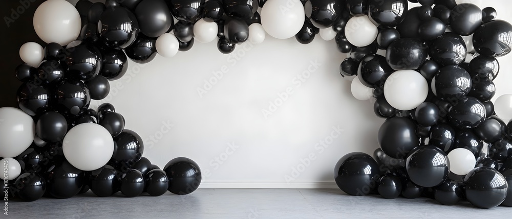 Aufkleber monochromatic balloon arch with modern designs and seamless color transitions creating a cohesive ba