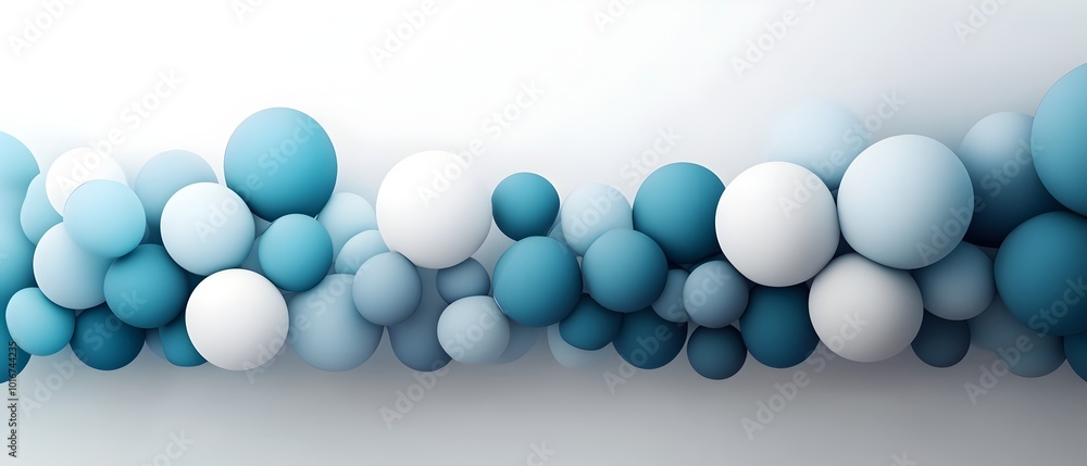 Poster monochromatic air balloon arrangement with unique shapes and subtle gradients creating a modern crea