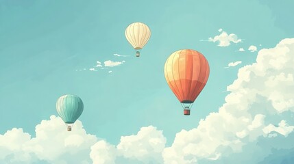 Obraz premium Colorful hot air balloons soaring through a cloudy sky, EPS transparency. 