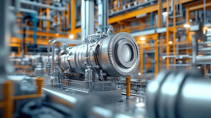 Fototapeta premium Industrial Turbine Engine in a Factory Setting