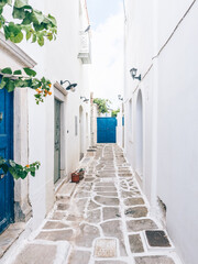 A typical street in Chalkio, also known as Halki, a town on Naxos Island in the Cyclades, Greece