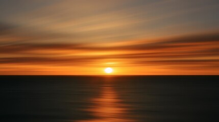 Fototapeta premium Golden Hour Sunset Over Calm Ocean Water