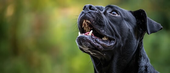  A black dog with its mouth widely open