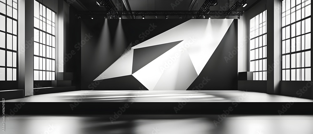 Poster sleek and minimalist monochromatic geometric backdrop design offering a sophisticated and stylish ev