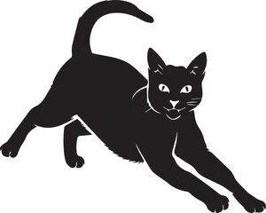 vector silhouette image of a cat sitting on a white background Art & Illustration
