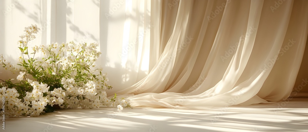 Poster monochromatic backdrop photography with soft diffused lighting and minimalistic designs creating an 