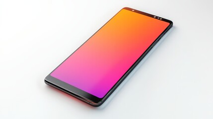 Modern smartphone with vibrant gradient display screen on a light background, showcasing sleek design and advanced technology.