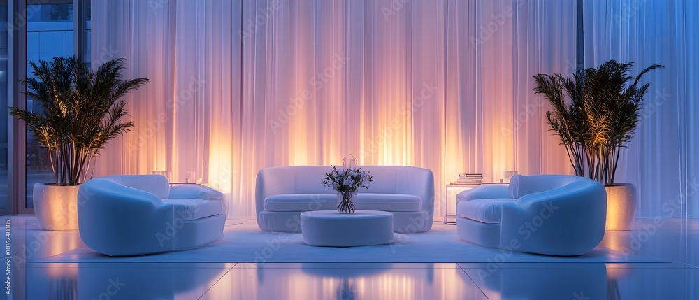 Aufkleber elegant and refined monochromatic backdrop setting with soft warm lighting and sleek simple designs 