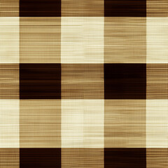 A classic brown buffalo plaid seamless pattern with a textured woven fabric