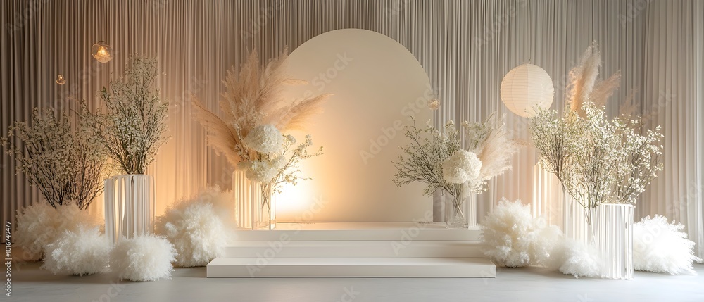 Poster backdrop featuring a minimalist monochromatic design with soft textures and carefully curated elemen