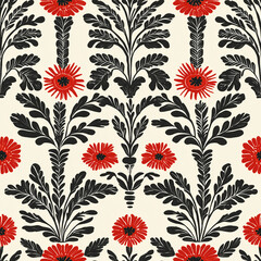 Bold Floral Botanical Seamless Pattern Wallpaper