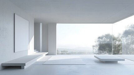 Fototapeta premium Minimalist Monochrome Residence with Sleek Architectural Design and Large Windows