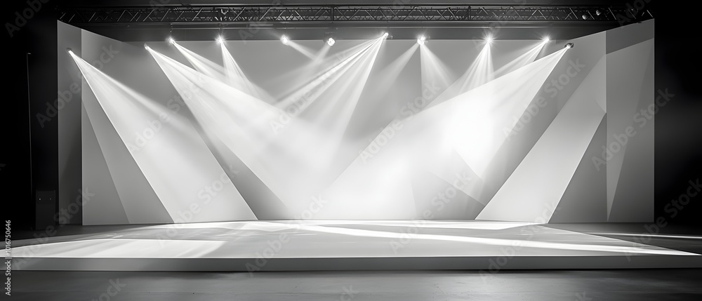 Poster sleek and minimalist monochromatic backdrop design featuring bold geometric shapes and clean lines c