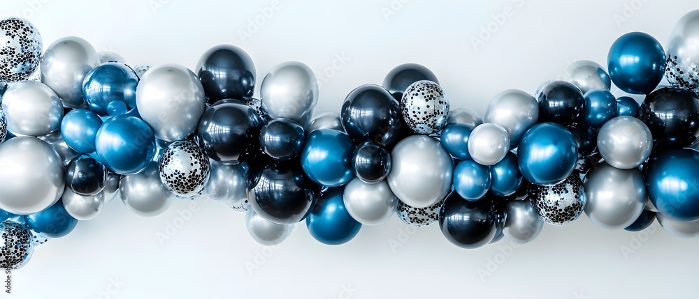 Poster sophisticated and elegant monochromatic balloon arch backdrop with modern designs creating a sleek a