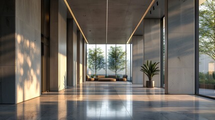 Fototapeta premium Minimalist Plaza with Sleek Design and Open Space,3D Rendered Home Mockup