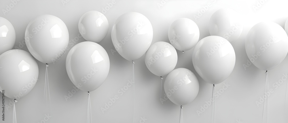 Poster a captivating display of monochromatic balloons in various sizes and shapes creating a cohesive and 