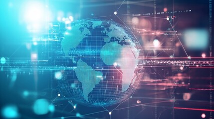 Fototapeta premium Double exposure Healthcare business growth graph with global health network connection service on virtual screen. Medical technology and tourism, telemedicine, virtual hospital, healthcare and medicin