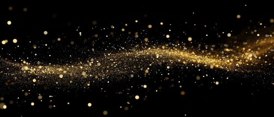 A long stream of gold glitter is falling from the sky
