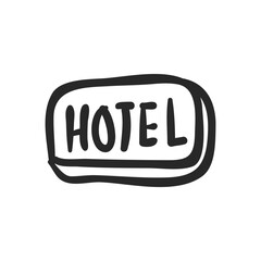 Hand drawn Vector Illustration of Vacations and summer holiday symbols. Collection of travel and tourism elements.