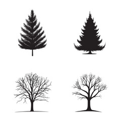 Fototapeta premium vector of black silhouette of Tinsel Tree