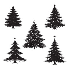 Obraz premium vector of black silhouette of Tinsel Tree