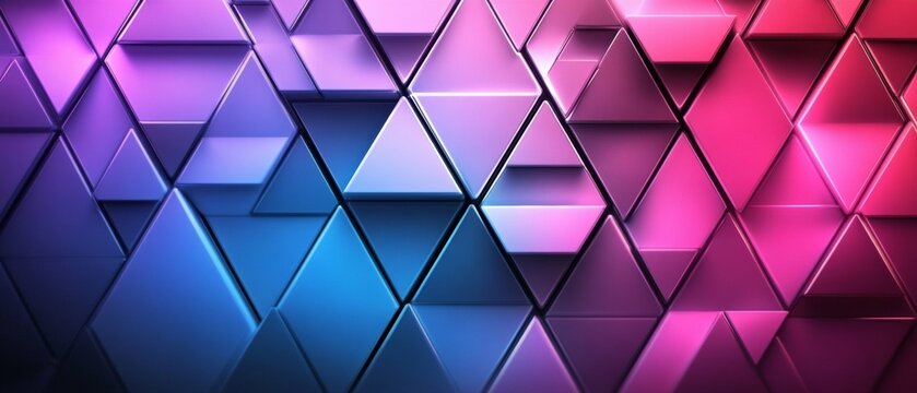A colorful background with pink and blue triangles