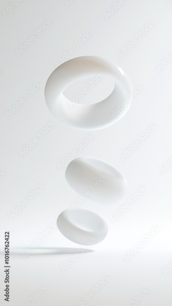 Aufkleber floating 3d rings in clean, minimal scene create serene and modern aesthetic. smooth surfaces and so