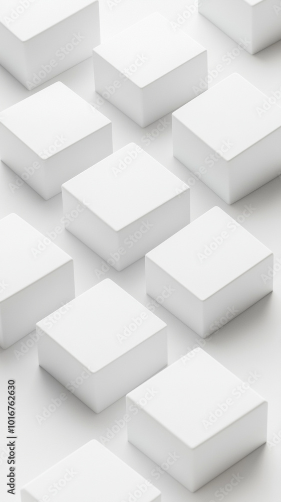 Aufkleber minimalistic 3d grid of white cubes on plain background creates serene and modern aesthetic. arrange