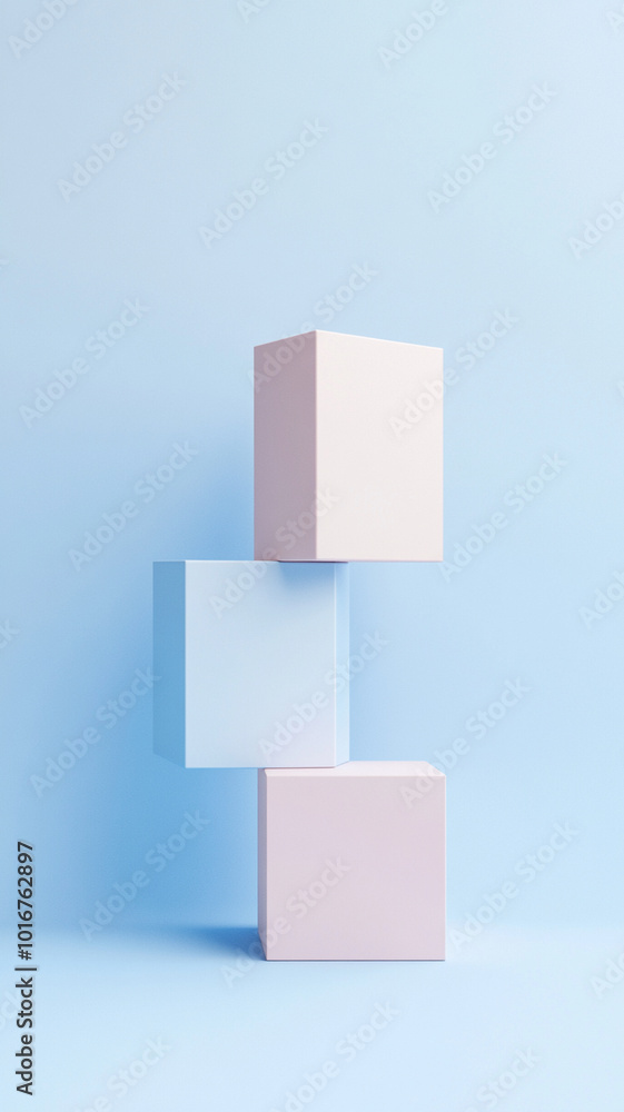 Aufkleber minimalist geometric shapes create serene composition in soft pastel colors, evoking sense of calm a