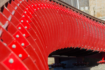 red bridge over the sea