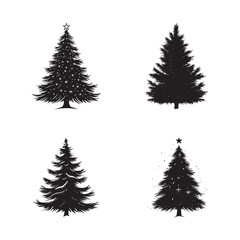 Obraz premium vector of black silhouette of Tinsel Tree