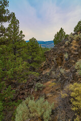View of rocky canyon on hiking trail at Page Creek Campground, Oregon.