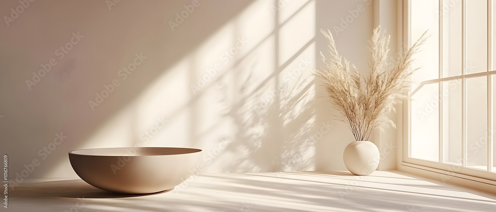 Aufkleber aesthetically pleasing monochromatic home decor with soft gradients and minimalist shapes creating a