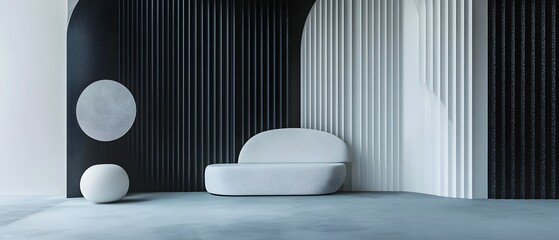 Stunning minimalist monochromatic backdrop featuring a composition of unique geometric shapes intricate textures and a clean contemporary design