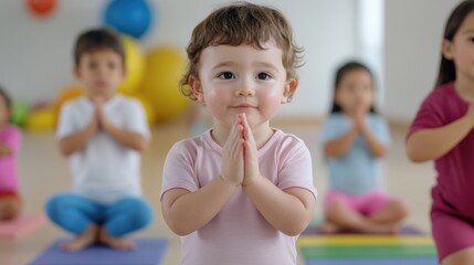 Toddler Yoga Class with Diverse Children Practicing Mindfulness, AI
