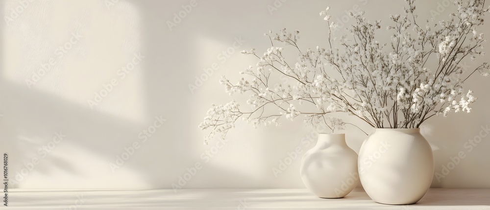 Poster sleek and refined monochromatic floral with soft color gradients and minimal elements creating a pea