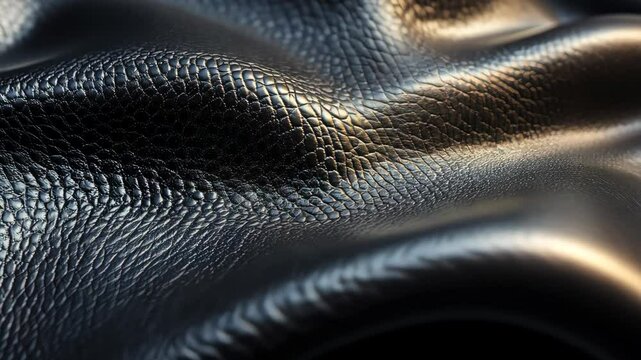 Gently flowing black leather showcasing luxurious texture