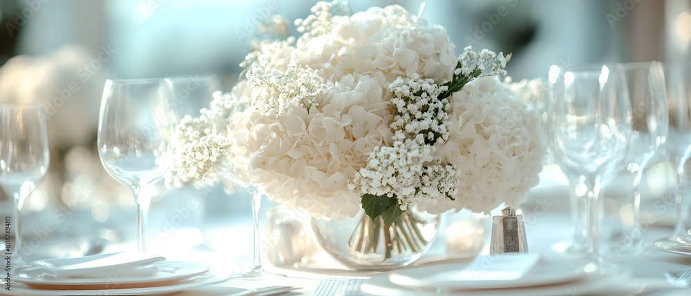 Poster elegant monochromatic floral bouquet centerpiece with soft color transitions and minimal elements pe