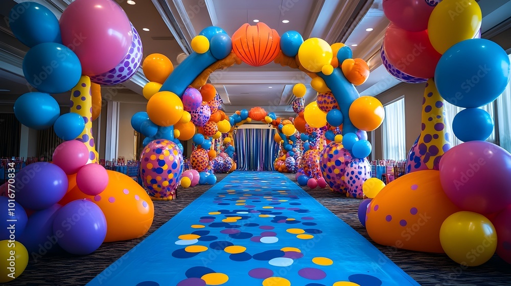 Aufkleber vibrant and playful balloon decor for a festive colorful inflatable with bold designs whimsical elem