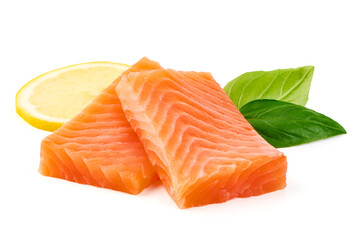 Salmon, fresh salmon fillet for Philadelphia sushi isolated on white background