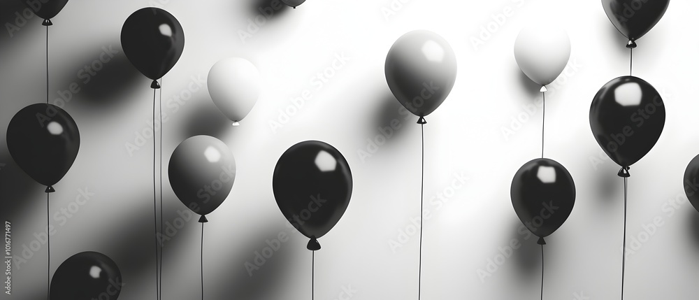 Aufkleber minimalist party scene featuring a cohesive display of monochromatic air balloons in various sizes a