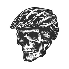 Obraz premium Skull in the bicycle helmet.