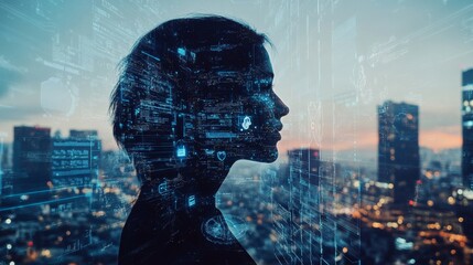 Double exposure of Computer programmer team using laptop, data processing connecting with internet global network, cloud computing and data center network server, cyber security, software development,