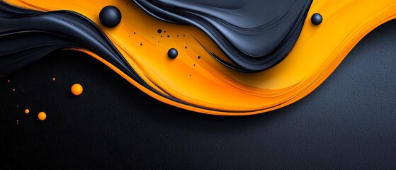 Obraz premium A black and yellow abstract backdrop featuring water drops at its base