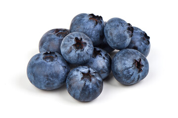 Fresh ripe blueberries, isolated on white background.