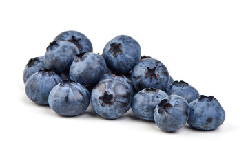 Fresh ripe blueberries, isolated on white background.